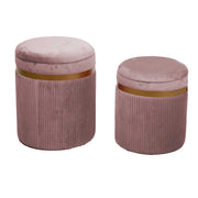 Pouf velours 1-2 vieux rose cm ø39h49