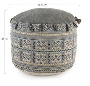 Pouf coton style ethnique TILAK Tuba diamètre 50x h35 cm