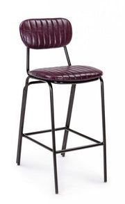 DEBBIE Tabouret de bar vintage simili cuir Bordeaux 44x51x h100 cm