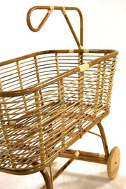 Berceau en rotin pour enfants avec roues en bois 97x57xh.43 - 79 cm