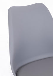 Chaise moderne bois plastique simili cuir gris Nouvelle tendance 59 x 49 x 83,5 cm