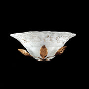 Applique fer Marron Or une lumière abat-jour verre blanc 33x16x h14 cm