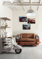 Canapé ambassadeur en cuir marron 159x65x75h cm