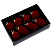 Sphère en verre pack de 8 formes assorties velours bordeaux cm17x11h4,5