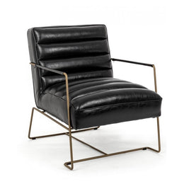 Fauteuil avec structure en acier peint et assise recouverte de simili cuir noir 62,5x74x80-45-56h cm