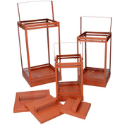 Lanterne métal orange 1-3 cm18x18h36,3-42,5