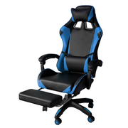 Cheale Gaming en Frop de Office Reflinable avec Blue et Black Puggest 64X53X H123 / 133 CM