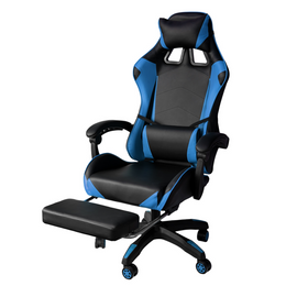 Cheale Gaming en Frop de Office Reflinable avec Blue et Black Puggest 64X53X H123 / 133 CM