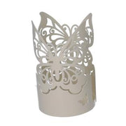 Porte-gobelet rond en métal papillon crème cm ø8h20