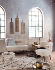 Fauteuil vintage bois et tissu Cortina