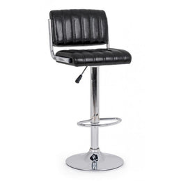 Tabouret de bar imitation cuir noir BARCLAY 46x51,5x h88,5 - 109,5 cm