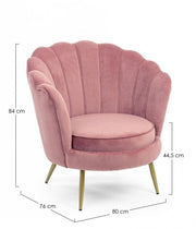 Fauteuil rétro en velours rose paon cm 80 x 76 x 84 h