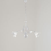 Blanc Lustre en fer argenté trois lumières Albâtre Verre blanc 60x h43 cm