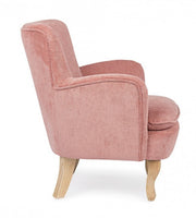 Fauteuil vintage chenille tapissé de velours rose
