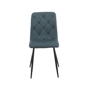 Chaise Rembourrée Okar en Tissu Bleu avec Coutures en Losange