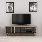 Meuble TV noyer anthracite 150x35x48h cm