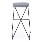 Tabouret de bar en acier et velours Gris KINSLEY 40x46 h76 cm
