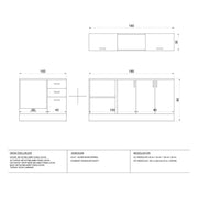 Cuisine d'angle blanche réversible 180x160 cm