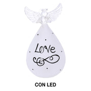 Ange en verre écrit blanc cm ø9h16