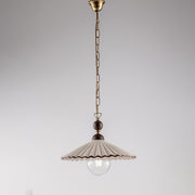 Lampe à suspension en fer bronzé blanc et marron 40x h22 cm