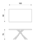 Table fixe en placage de chêne et pieds en métal 160x76h cm