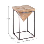 Tabouret en acier avec assise en bois de sapin PRISMY 25,5x25,5x h46 cm