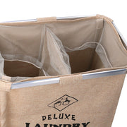 Panier pliable en tissu double sac beige cm 54x34,5h50,5