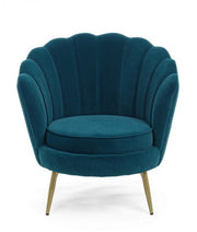 Fauteuil rétro vintage en velours bleu canard cm 80 x 76 x84 h
