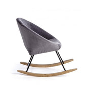 Fauteuil à bascule Annika effet velours gris foncé