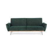 Canapé convertible 3 places JOHNNY en velours vert foncé 210x83x h85 cm