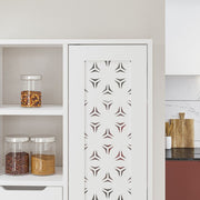 Meuble polyvalent Yada maxi blanc avec porte décorée, 4 tiroirs et 2 niches