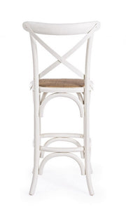 Tabouret Bar Cross blanc rustique