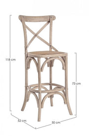 Tabouret de bar gris en bois de style naturel