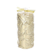Bougie à la paraffine avec feuilles dorées en relief cm ø7h15