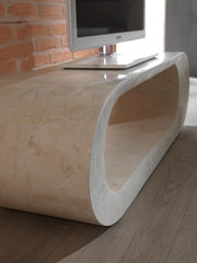 Table basse moderne en pierre beige 120 x 62 xh 35 cm