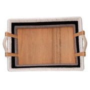 Image ronde en bois avec fleurs noires cm ø80h2,6