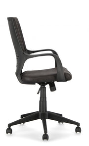 Fauteuil de bureau en tissu Damon avec dossier bas noir