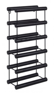 Porte-bouteille MORIZ noir en acier avec 6 bouteilles 49,5h cm