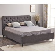 Lit double avec rangement Idra gris foncé tête de lit avec boutons L 170 x P 207,5 x H 114 cm