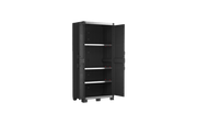 Armoire haute en plastique 4 étagères renforcées 88x45x181H cm. Garage XL noir