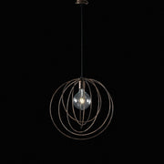 Lustre suspension moderne en fer noir à décor cuivre une lumière 42x h45 cm