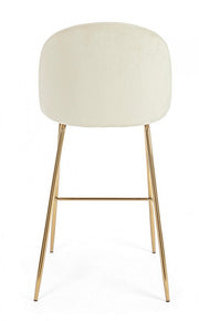 2x Tabouret de bar carry style ambiance velours blanc