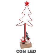 Sapin en métal LED avec Père Noël rouge cm7x15h39