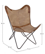 Fauteuil en cuir beige Eaton