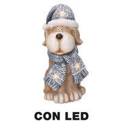Chien résine led chapeau gris cm22x19,5h40