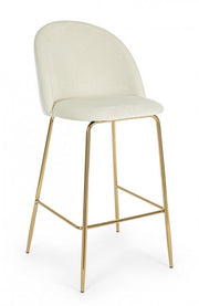 2x Tabouret de bar carry style ambiance velours blanc