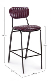 DEBBIE Tabouret de bar vintage simili cuir Bordeaux 44x51x h100 cm