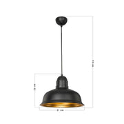 Lampe à suspension Kumbet MDL3053 métal noir intérieur doré