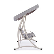 Rocking chair trois places en acier Ivoire GRELY 190x120x h185 cm