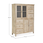 Armoire 4 portes 6 tiroirs Mayra en bois naturel